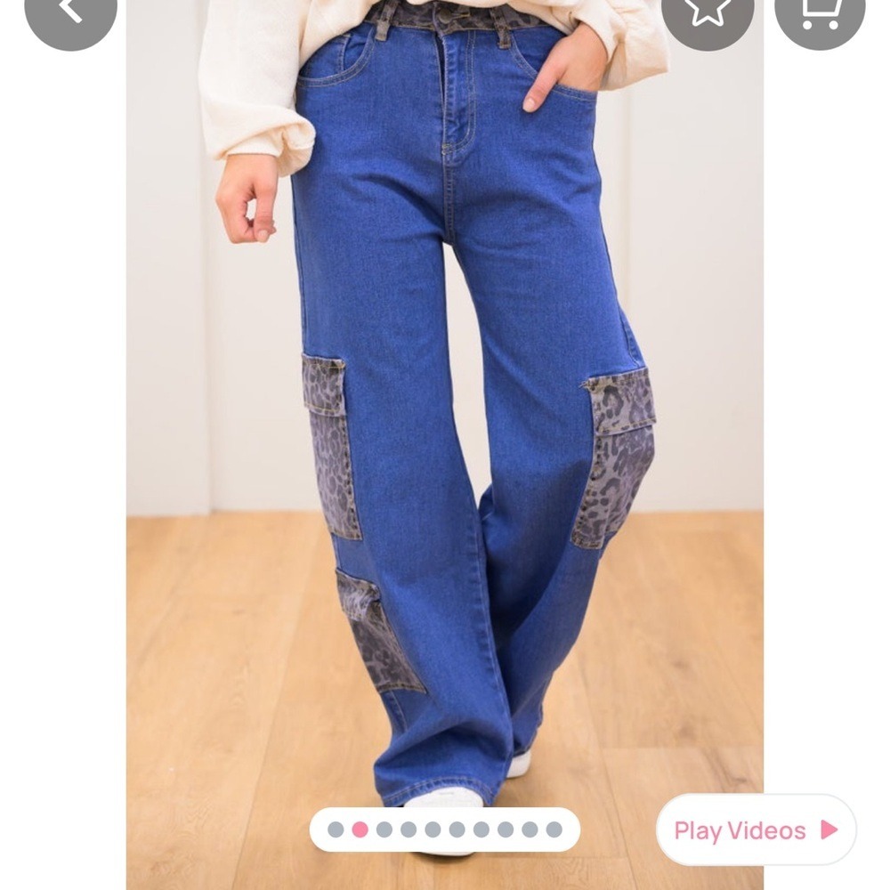 BALBOA "Astana" jeans, Leopard print trim at the waistband‎ and cargo pocket (S)